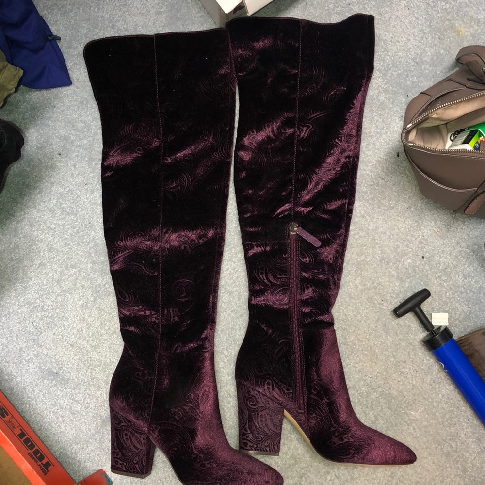 Nine West over the knee suede plum color boots